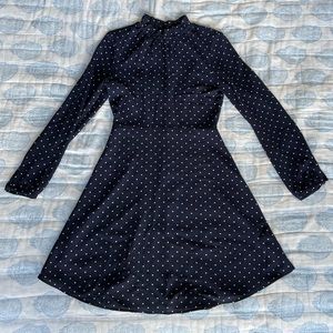 H&M blue and white polka dot long sleeve dress